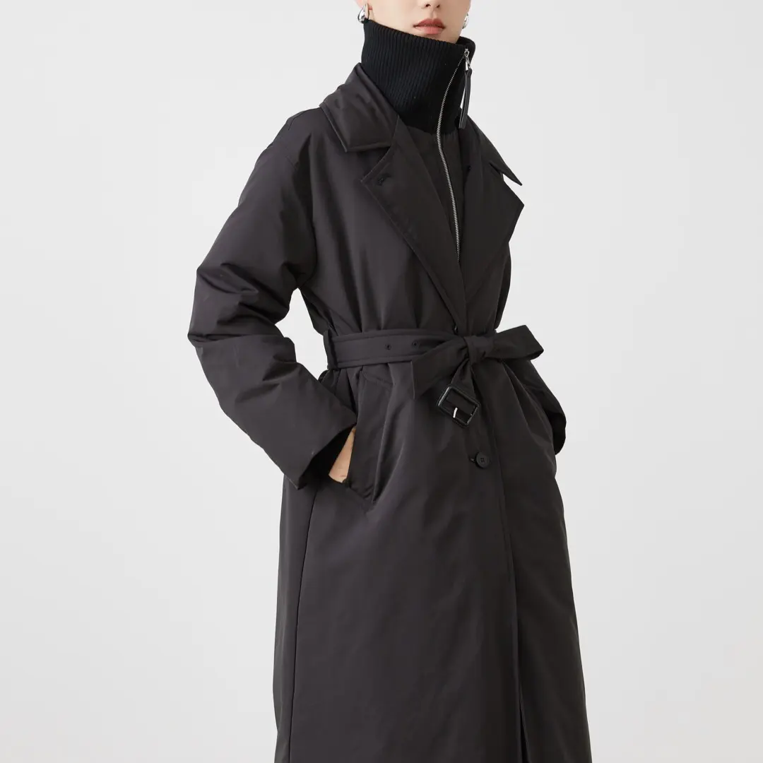 茆家白鹅绒羽绒服立领长款风衣式三防显瘦保暖冬季女