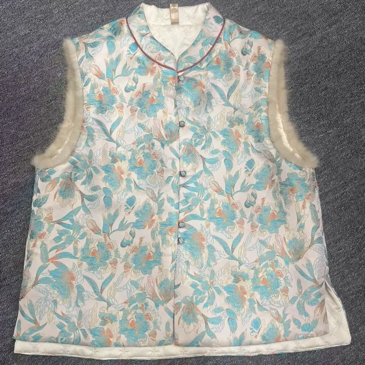 【樱桃家】新中式国风秋冬夹棉高定提花女士马甲坎肩