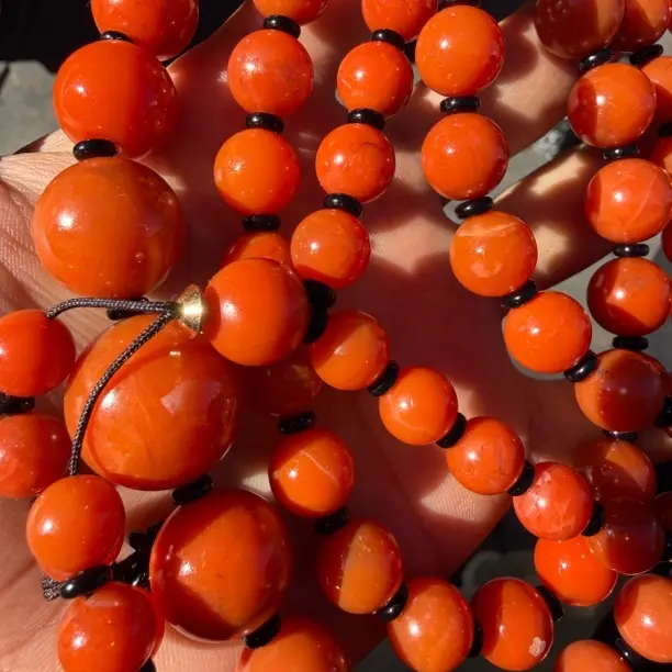 精品甘南圆珠南红潮珠一条