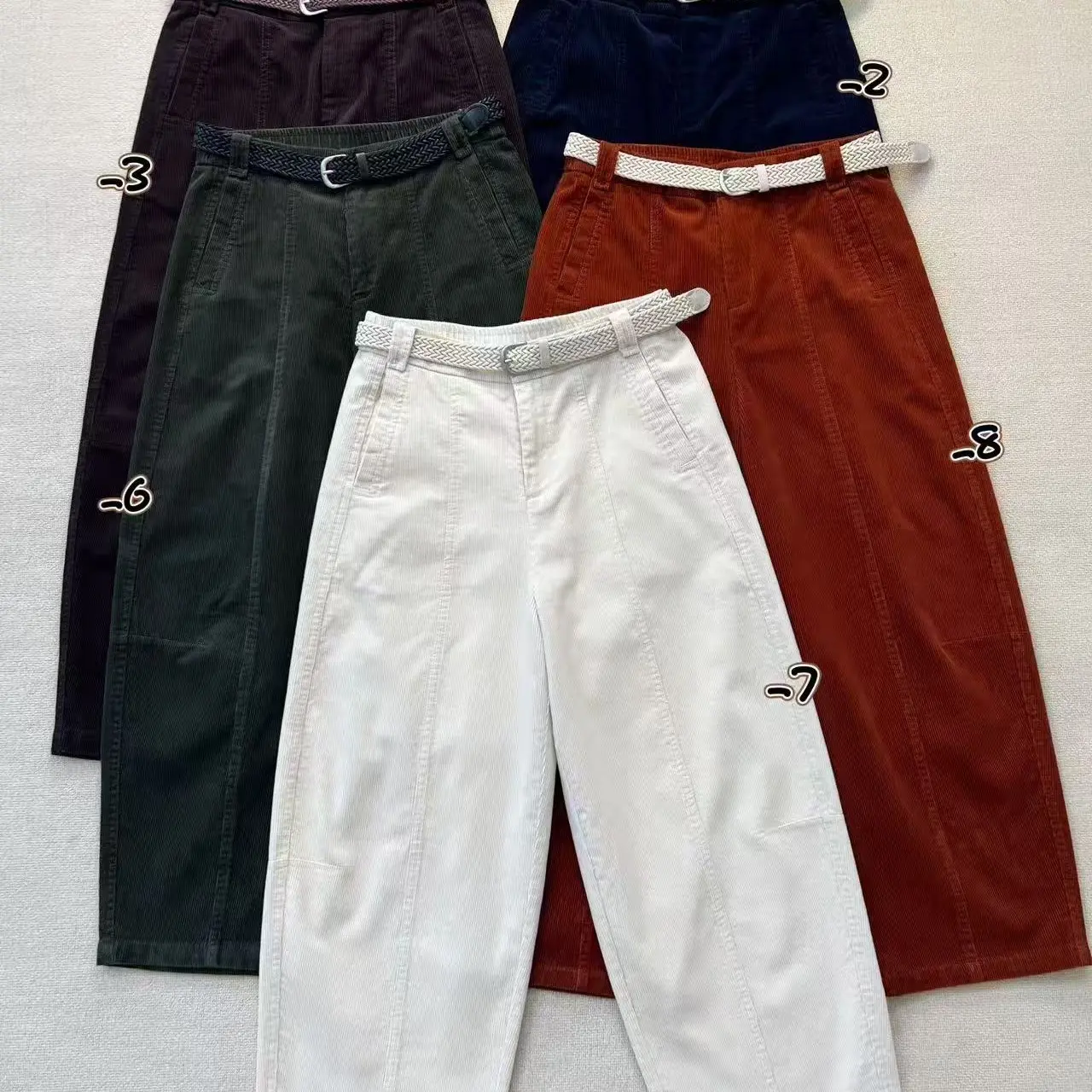 5593加绒款条绒弯刀阔腿裤百搭显瘦休闲