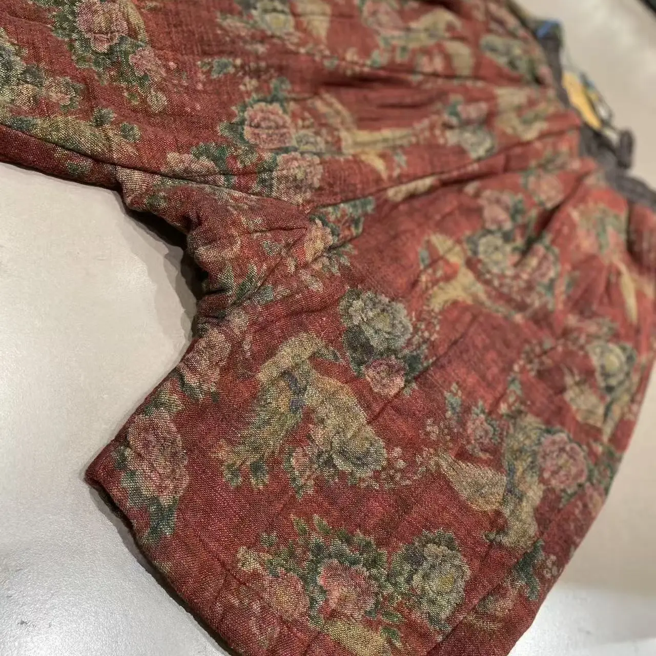 衣牧了然做旧垮裤夹棉长74休闲复古花裤