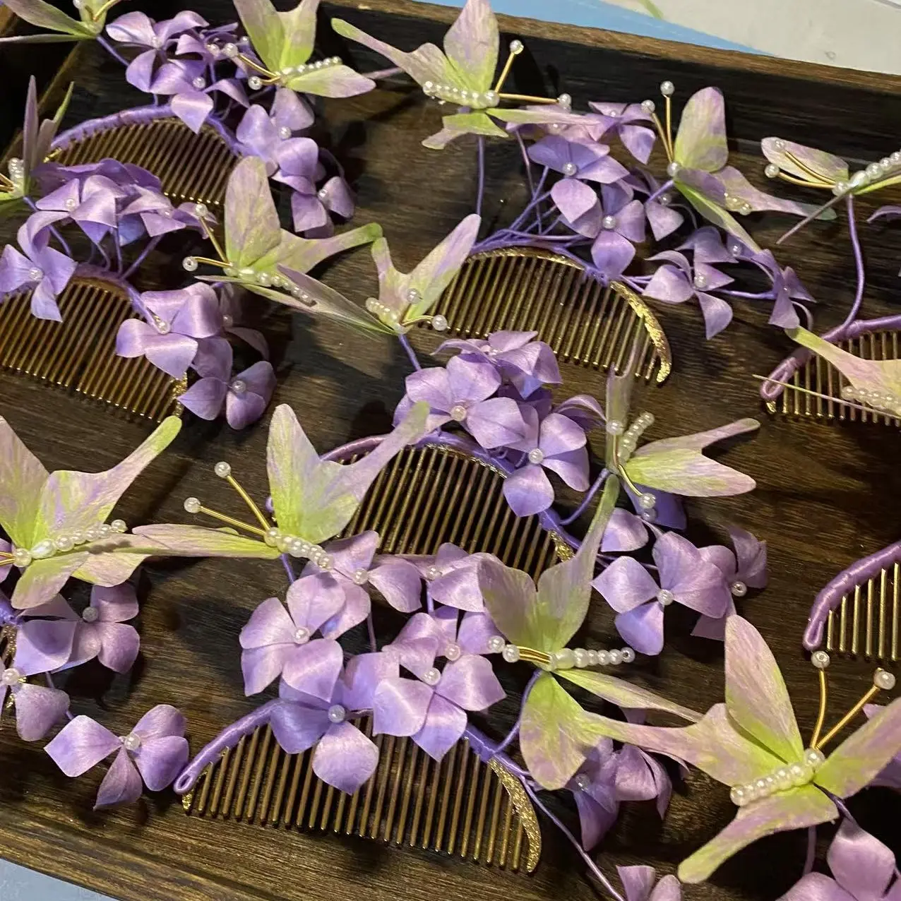 蝶绒花金梳古风发饰适合旅拍写真送闺蜜礼物