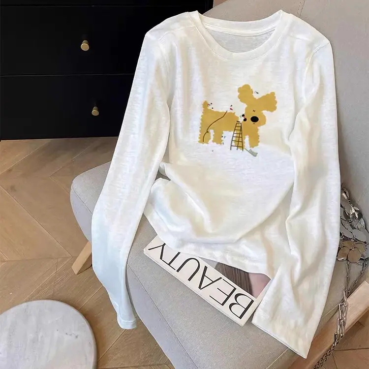 正肩磨毛长袖T恤女春秋冬季保暖加厚内搭打底衫