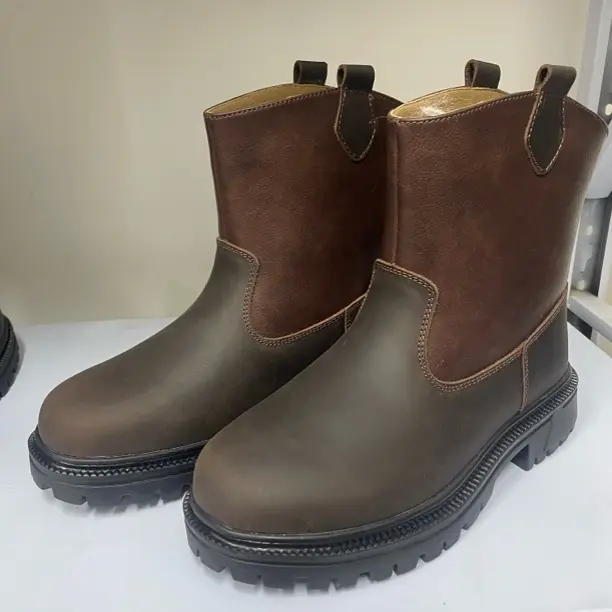 冬季保暖防寒短靴男士真皮靴户外防滑雪地靴