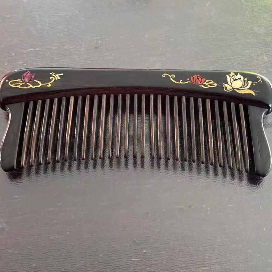 紫光檀木梳子家用送礼结婚嫁妆中齿插齿木梳