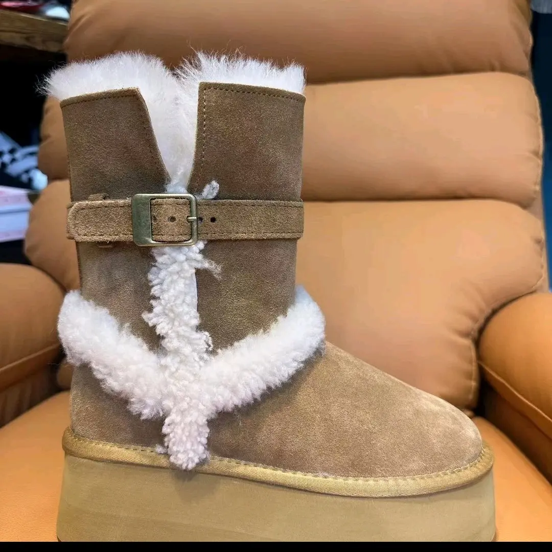 女士冬季新款时尚多穿厚底增高保暖雪地靴