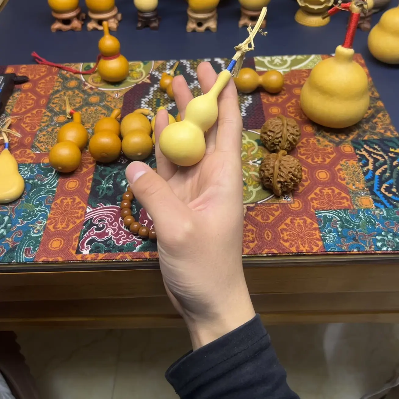 天然带龙头小葫芦文玩手把件可盘玩