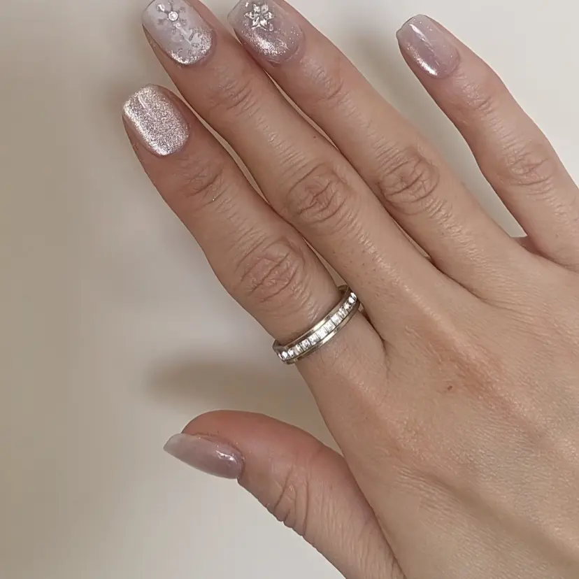 雪花冰透猫眼玻璃珠手工穿戴甲