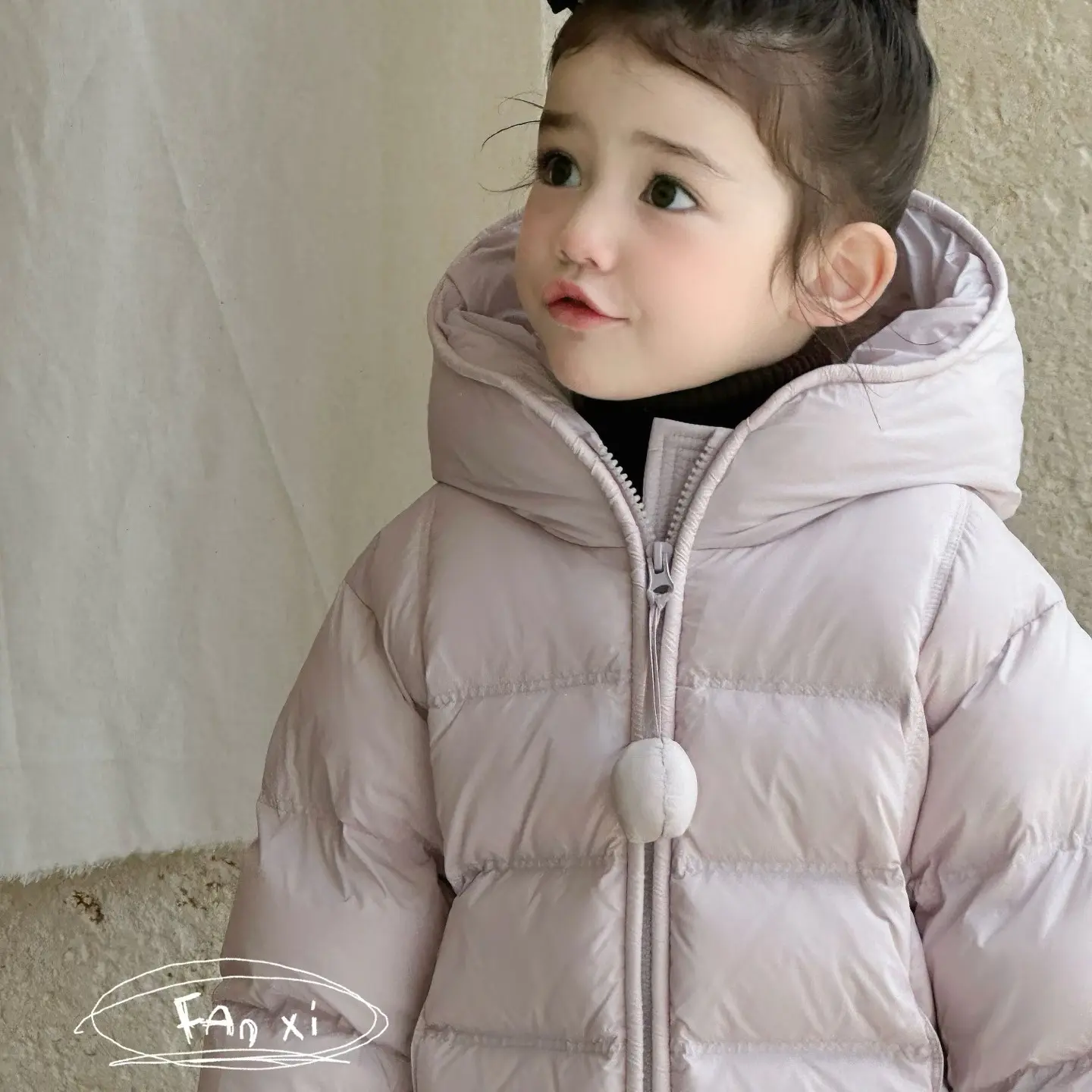 冬季新款女童连帽加厚保暖羽绒服韩版休闲长款外套上衣