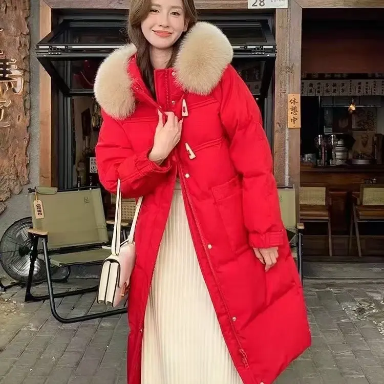 梦小小女装2025年冬新款爆款中长款白鸭绒高级感炸街时尚百搭加厚