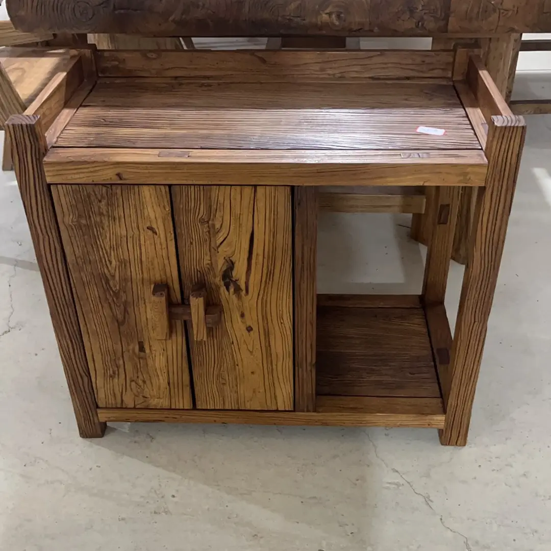 老榆木茶水柜实木中式复古客厅办公室烧水柜储物柜置物架