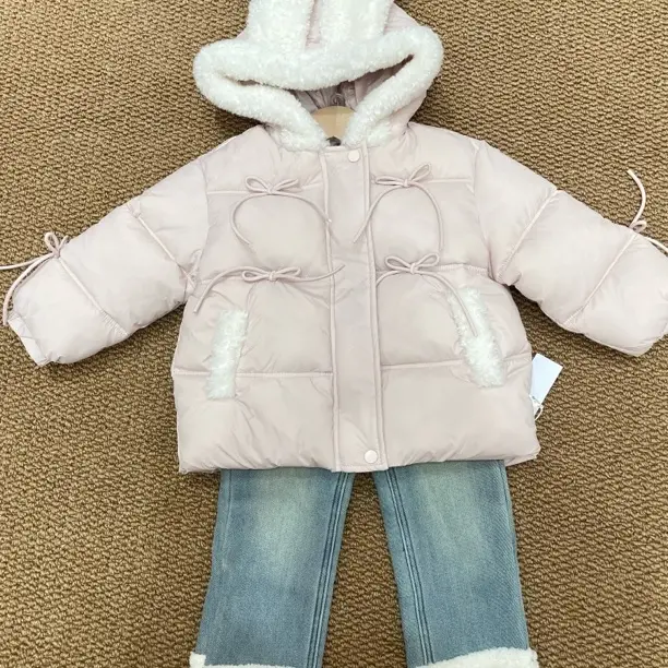 女童冬季加绒加厚韩版棉服外套带毛球围巾保暖棉袄公主风洋气时髦