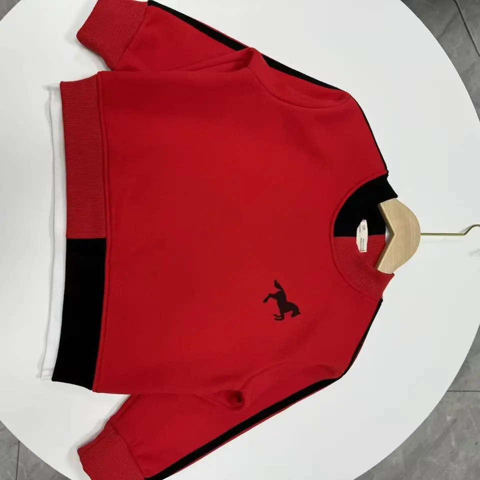 加绒童装冬装套装新年男童拜年服男大童中国风红色单马卫衣裤子