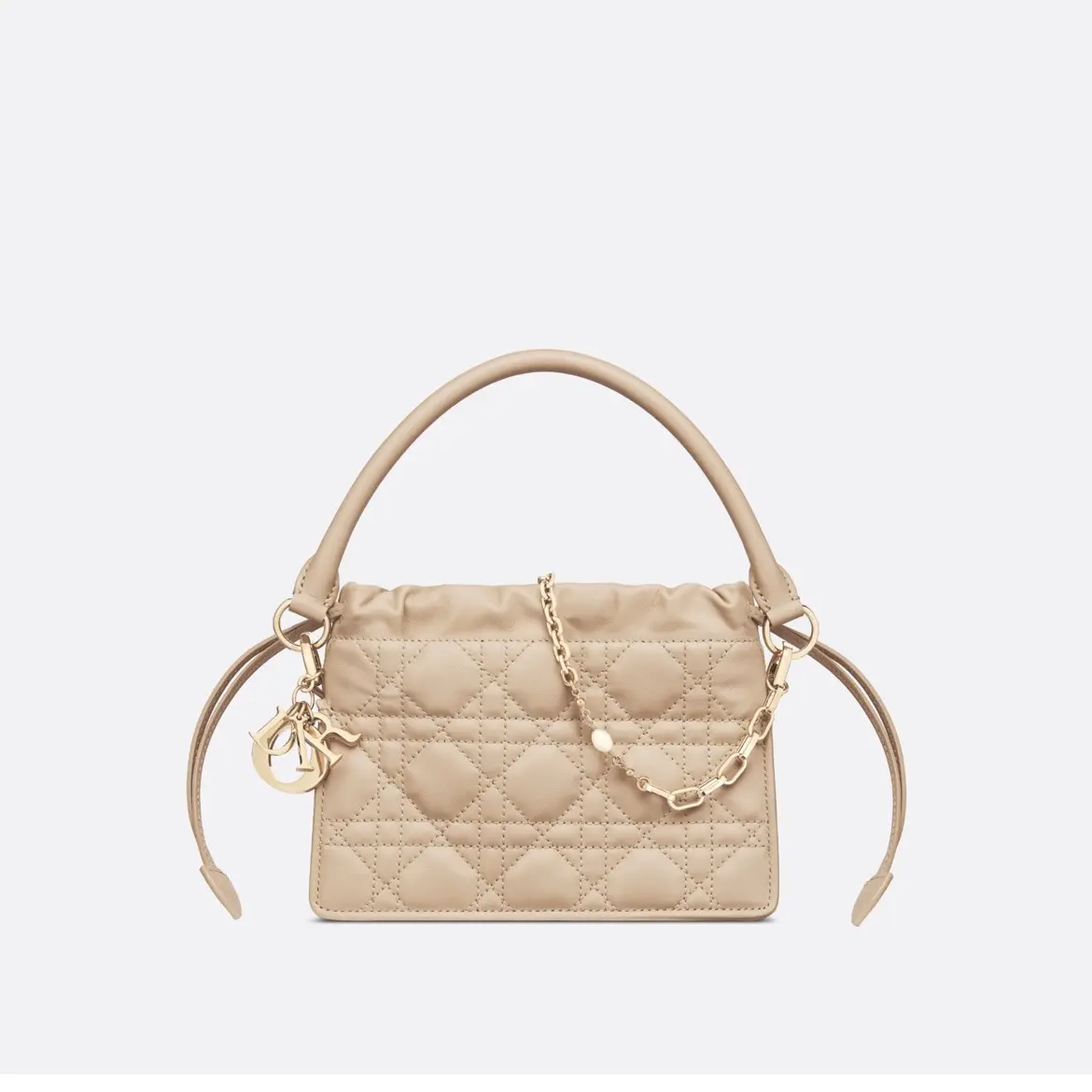 99新 DIOR/迪奥 milly 胭脂米色藤格纹小福袋手提包