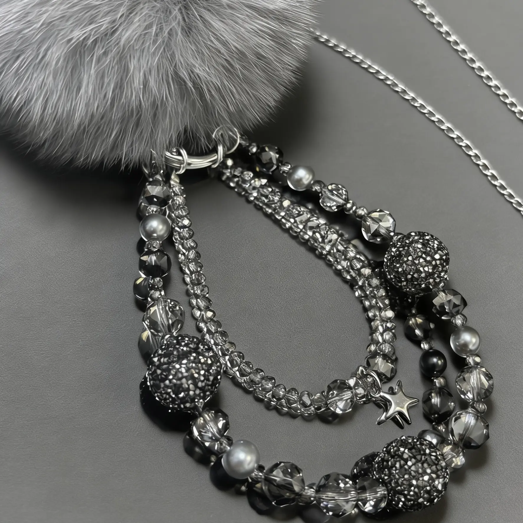 时尚灰色狐狸手机链*213