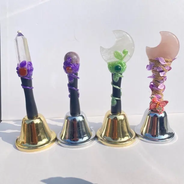 水晶魔法铃铛水晶疗愈铃铛水晶工艺品水晶摆件