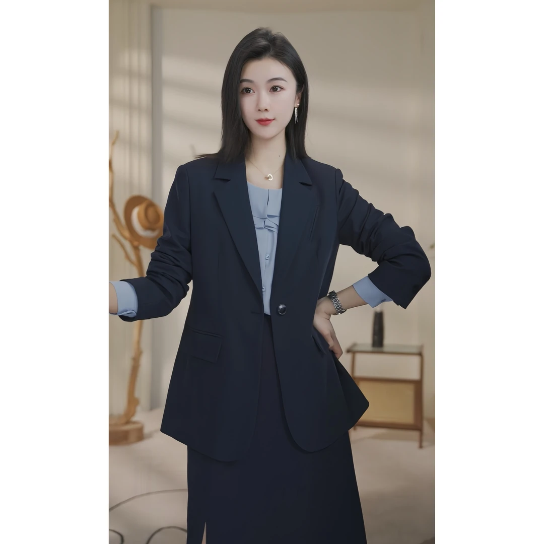 【春兰专属】8451029气质职业春秋休闲一粒扣简约合身西装女宽松