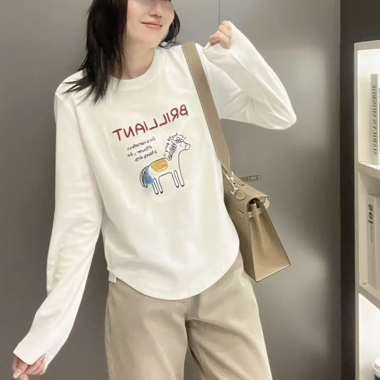 Danjun2025“秋冬新年款软糯德绒小马”长袖T恤