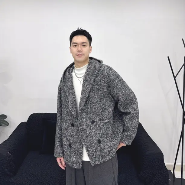 秋冬新款加厚连帽简约百搭纯色夹克外套