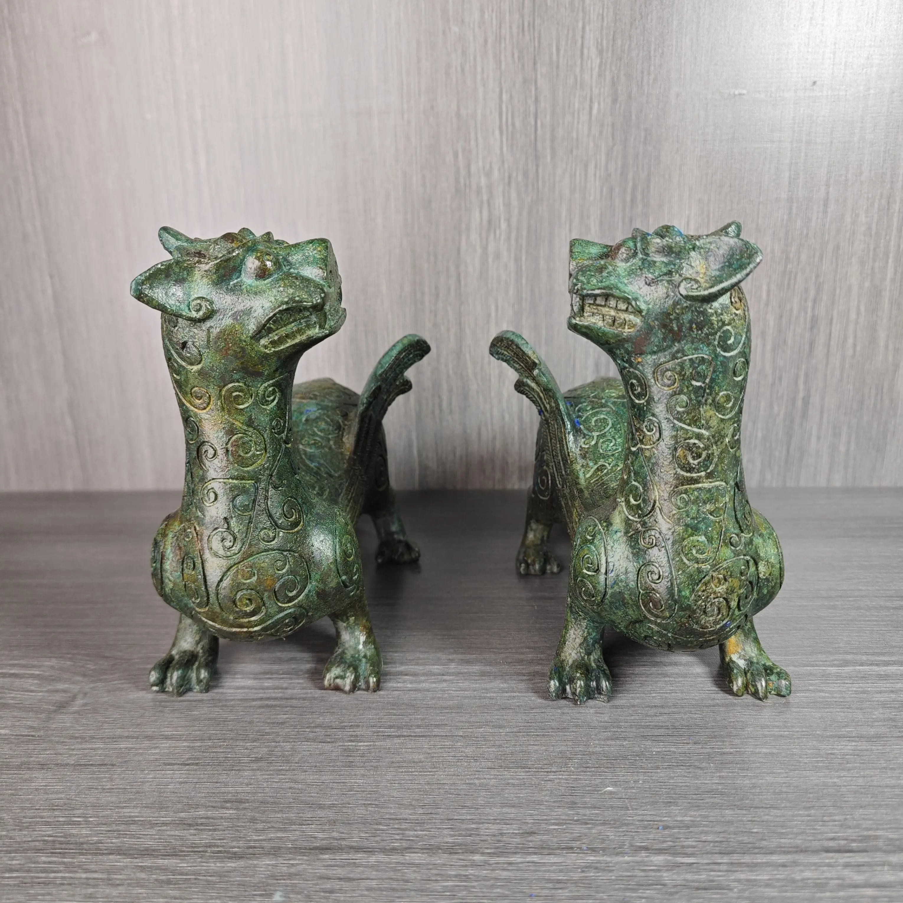 双翼兽仿古青铜器雕刻貔貅瑞兽复古风水装饰品摆件客厅