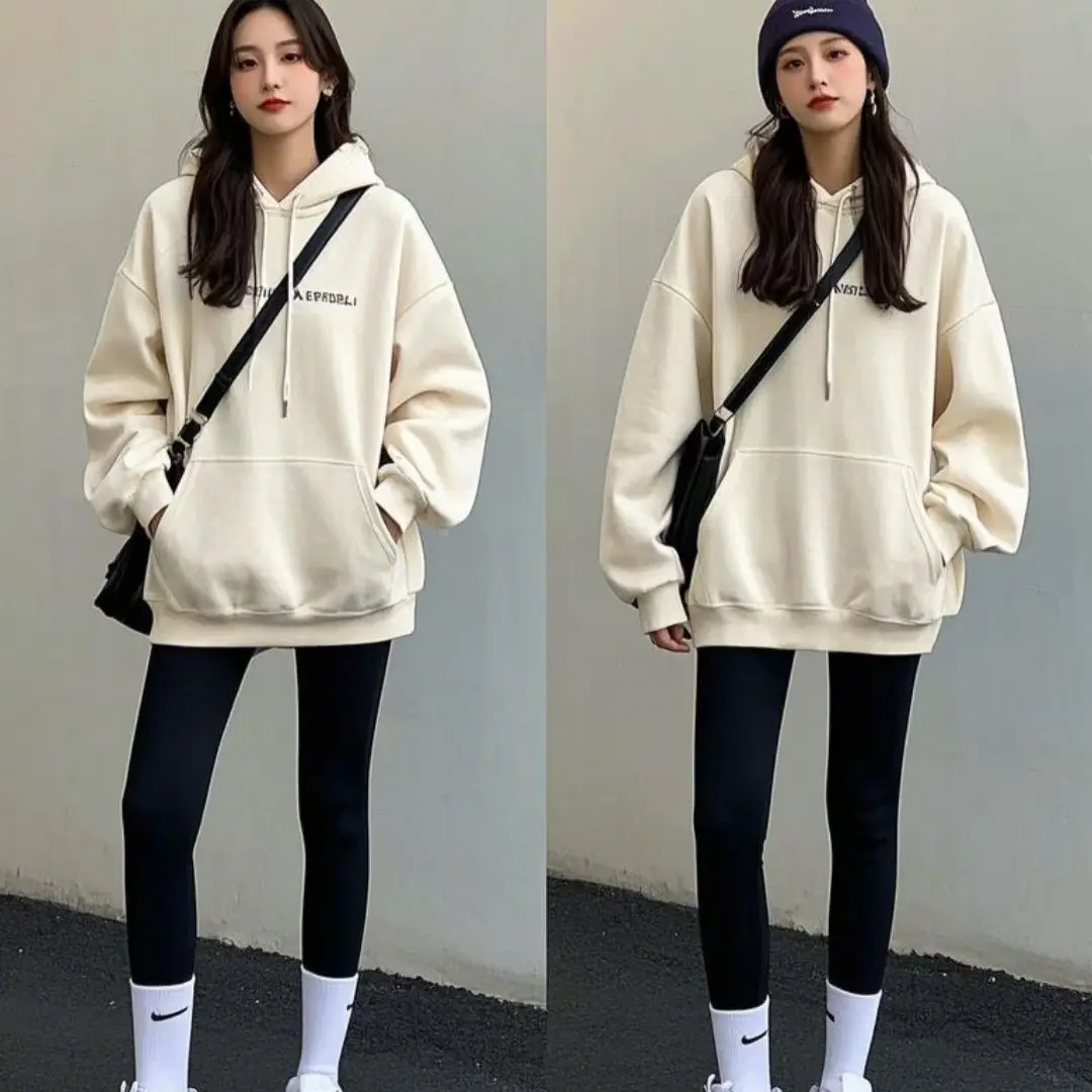 冬季连帽中长款袋鼠兜ins套头加厚款/长袖卫衣加绒（直播间扣号拍）