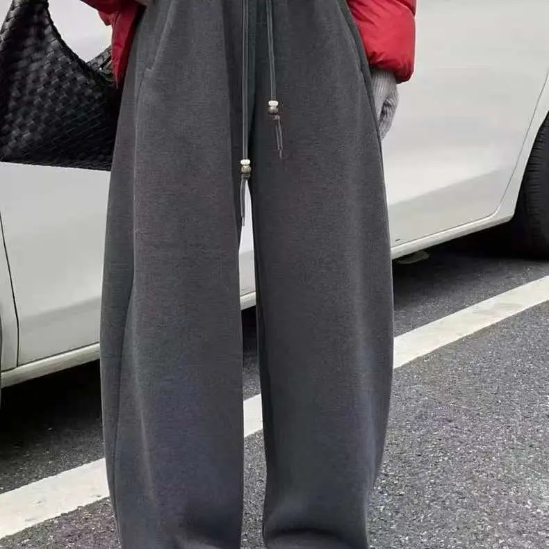 衣凡9860抽绳弯刀阔腿女卫裤显瘦休闲长裤