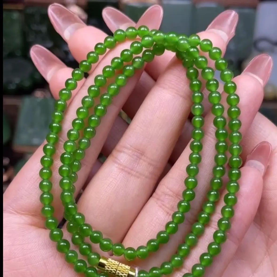 和田玉碧玉精美卡4链子