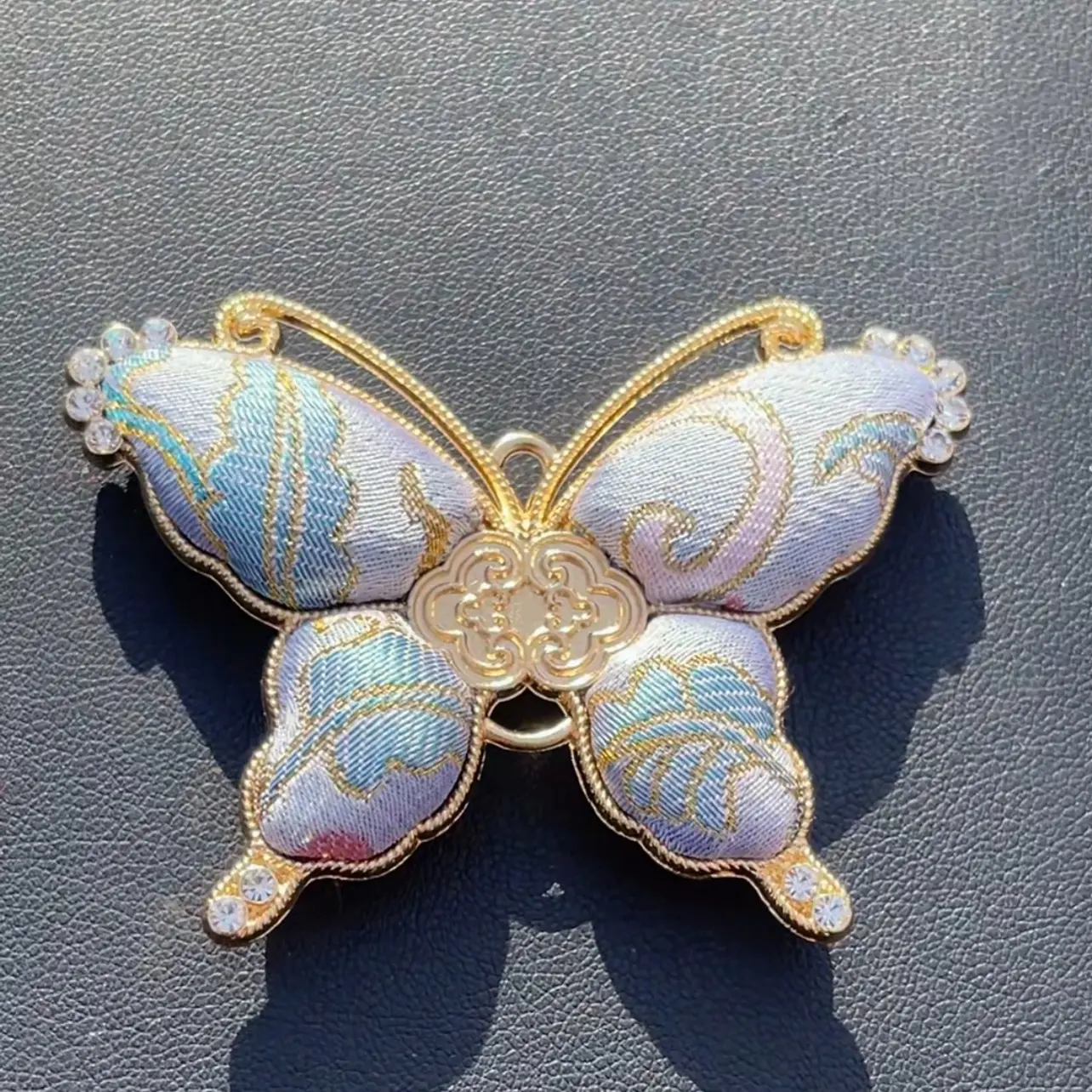 双面国风高级宋锦缎蝴蝶吊坠配件挂件配饰双吊头新中式国风新