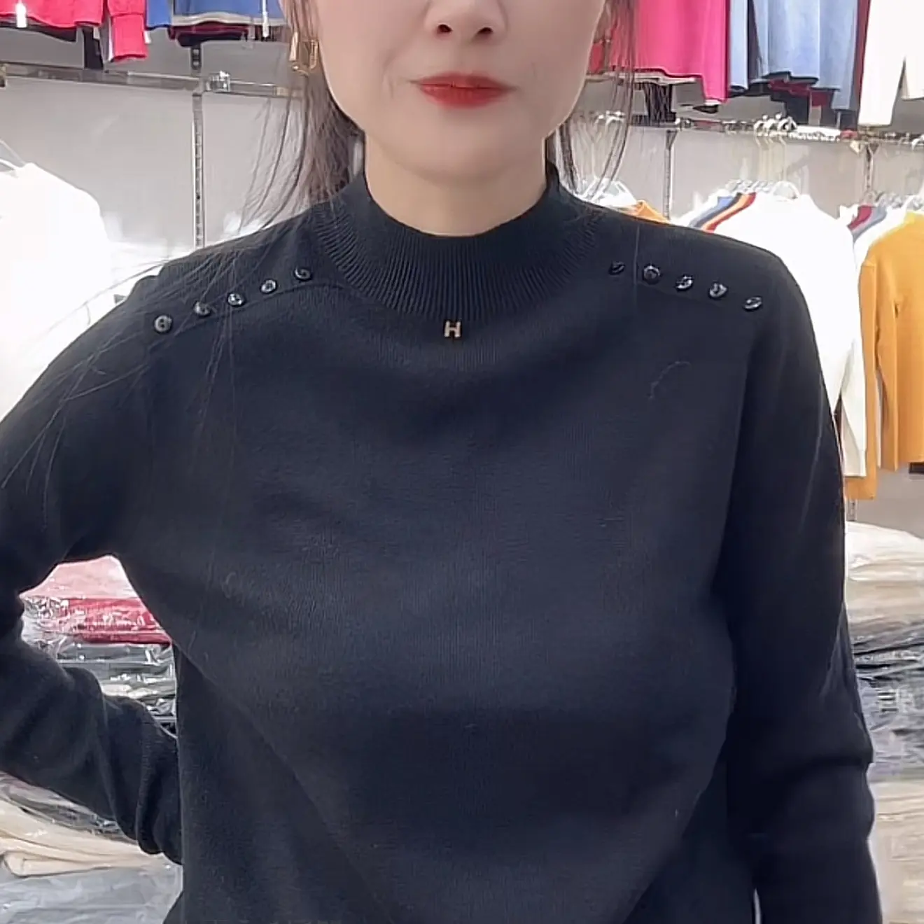 韩版圆领纯色长袖针织衫女秋冬显瘦百搭无缝打底毛衣宽松套头毛衫