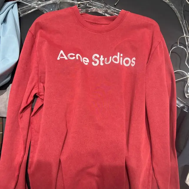 圆领长袖做旧磨破INS风休闲设计师宽松字母印花长袖T恤