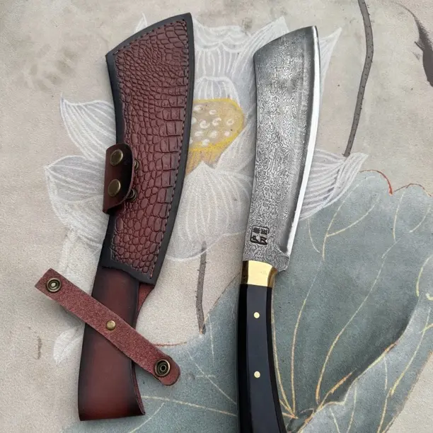 户撒手工锻打户外多功能花纹钢帕兰刀野外露营登山丛林生存专用刀