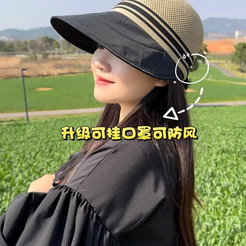 2025新款镂空透气折叠鸭舌帽遮脸渔夫帽夏季紫外线防晒便携遮阳帽