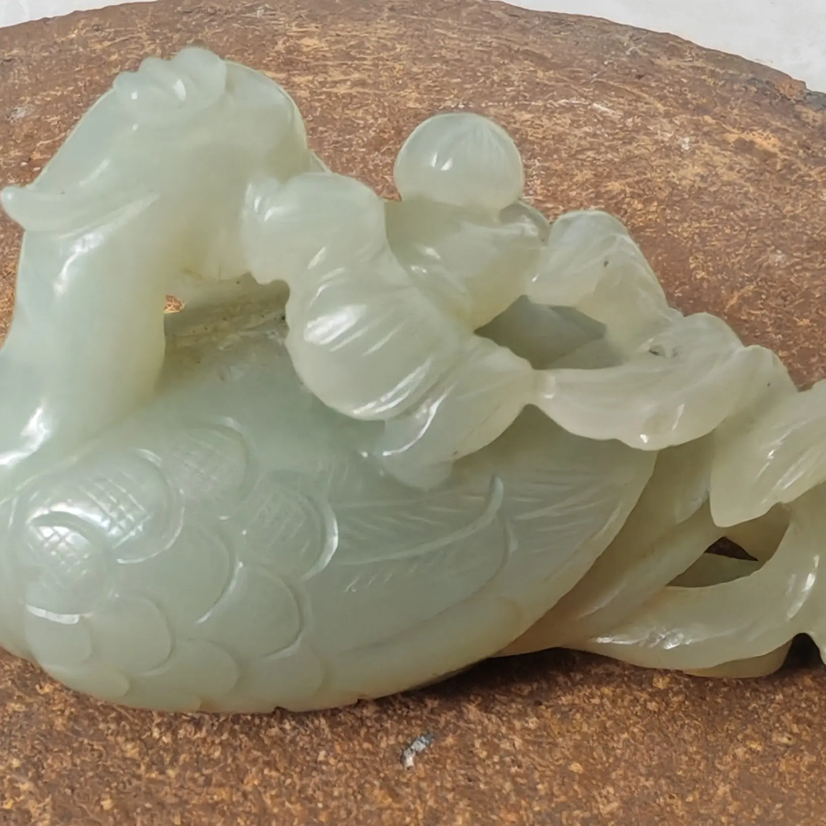 青白玉 童子戏凤衔芝摆件