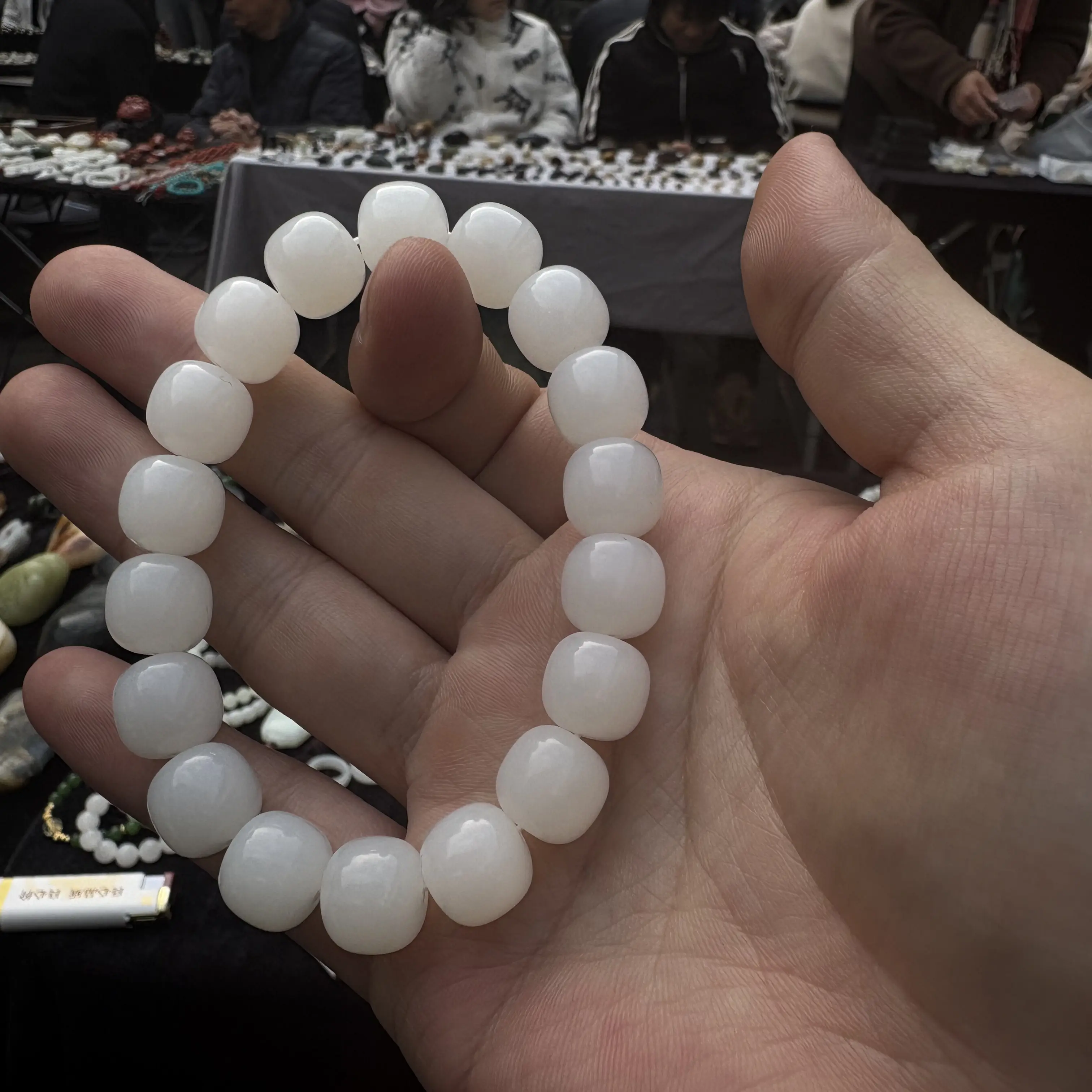 天然和田玉白玉手串细腻温润时尚百搭