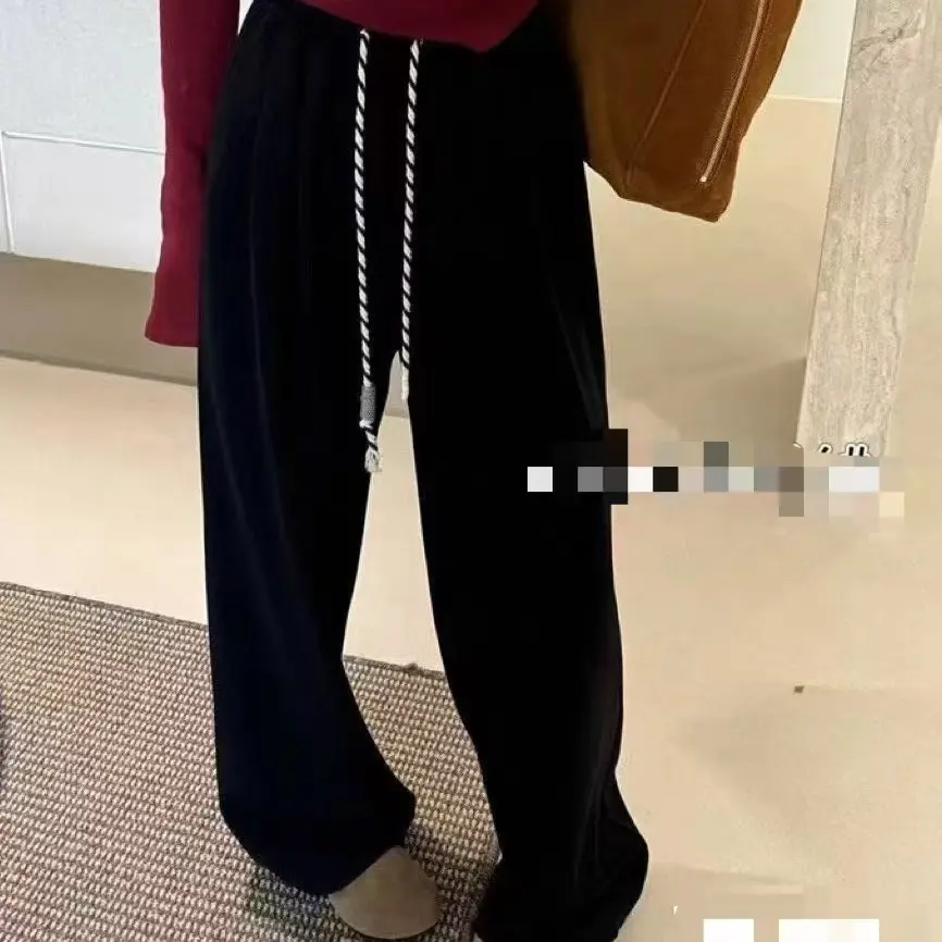 秋冬加绒糯米尼阔腿休闲裤百搭显瘦