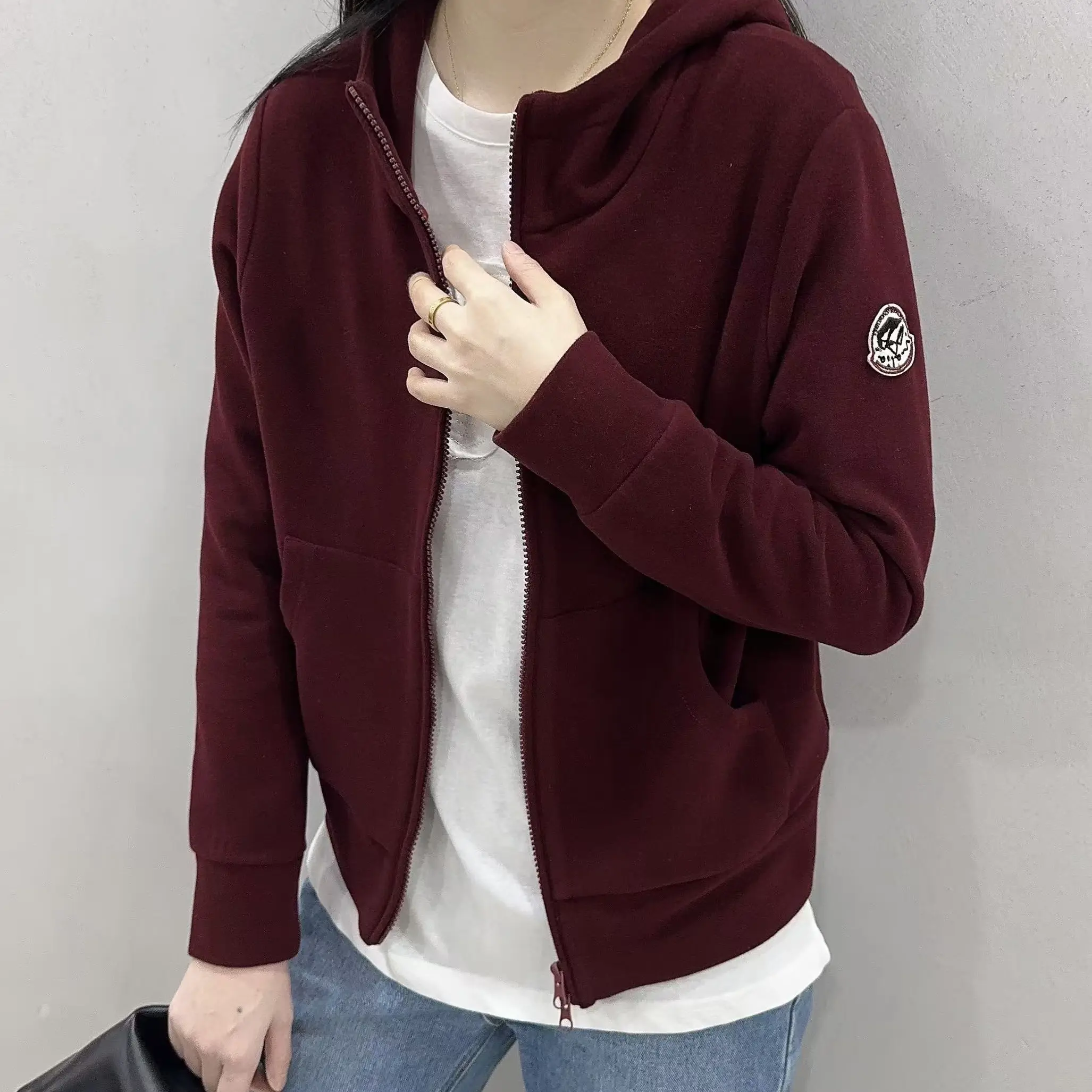 王姐推荐2025秋冬连帽双拉链加厚显瘦设计感休闲卫衣外套上衣