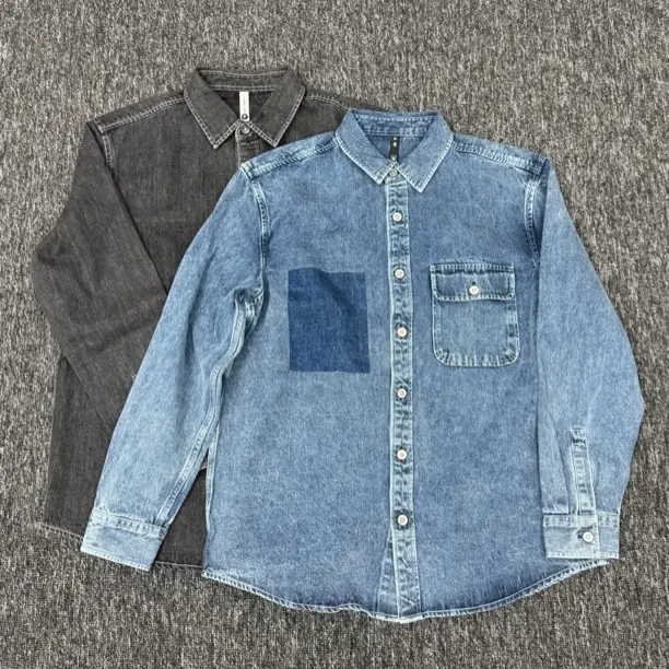 男士秋冬复古百搭宽松牛仔长袖衬衫韩版休闲82253