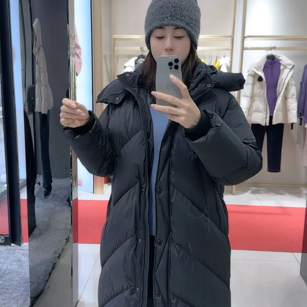 白鸭绒长款连帽加厚保暖韩版宽松时尚冬季羽绒外套大衣