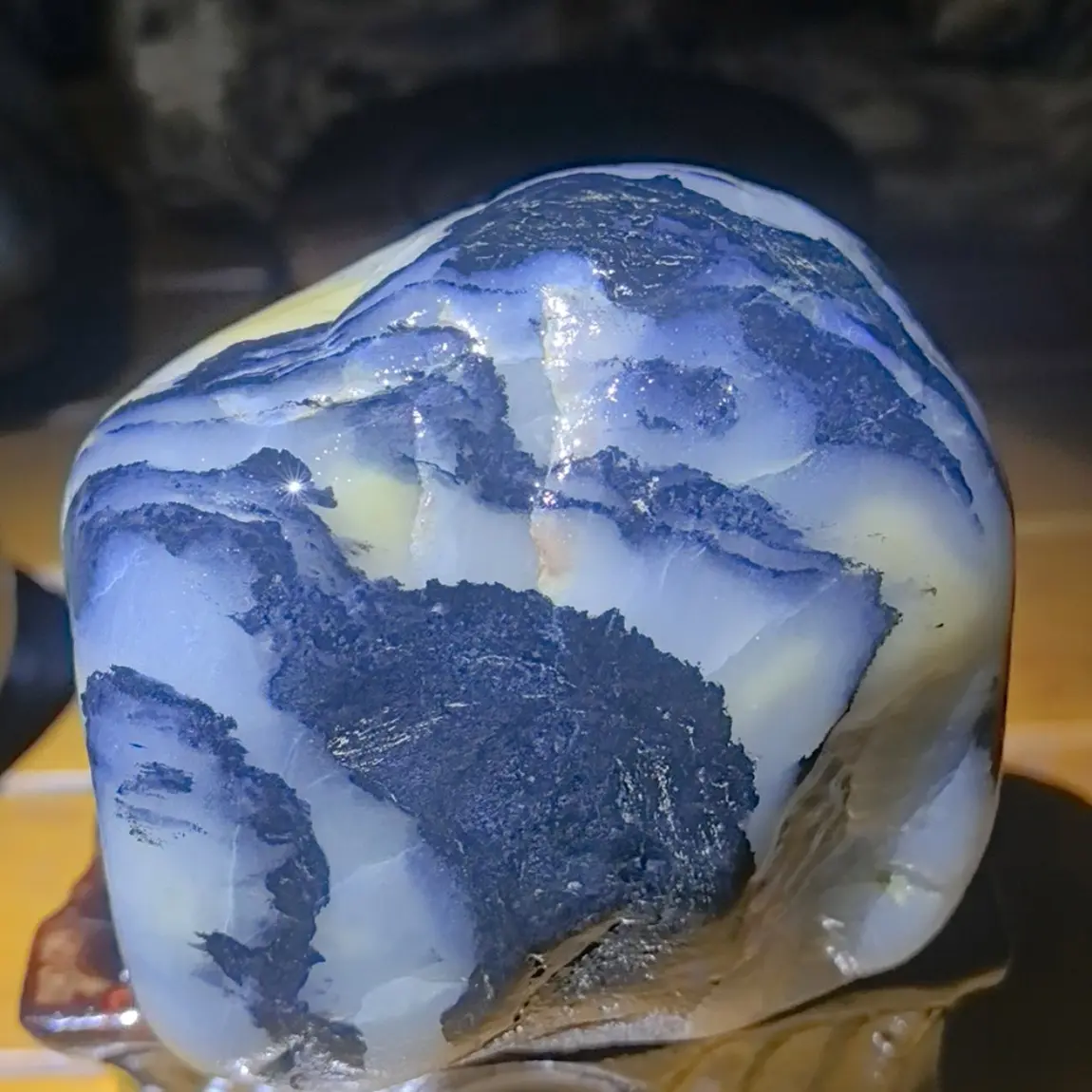 水墨金丝玉国画奇石画面石摆件