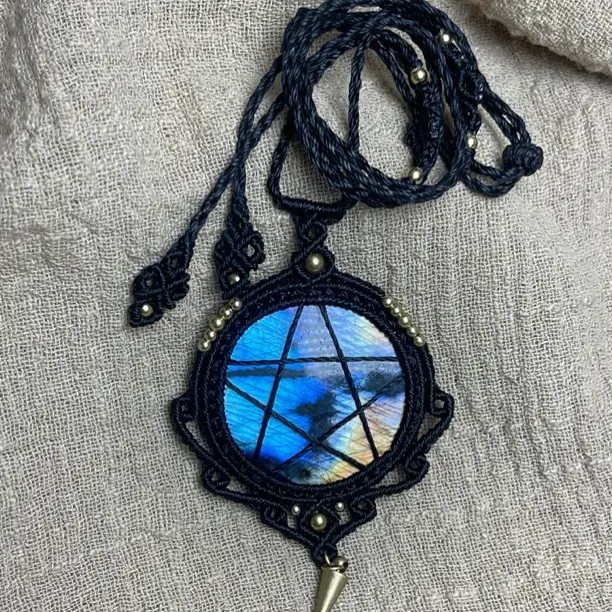 非金属棉绳项链 Macrame手工蜡线编绳毛衣链