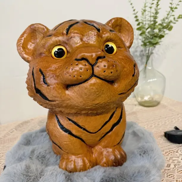 一物一拍 生肖虎家居创意萌虎木雕摆件（实物花纹以直播间为准）