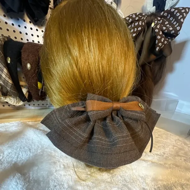 韩系条纹蝴蝶结珍珠大肠发圈简约复古高级感百搭女头绳发绳头饰