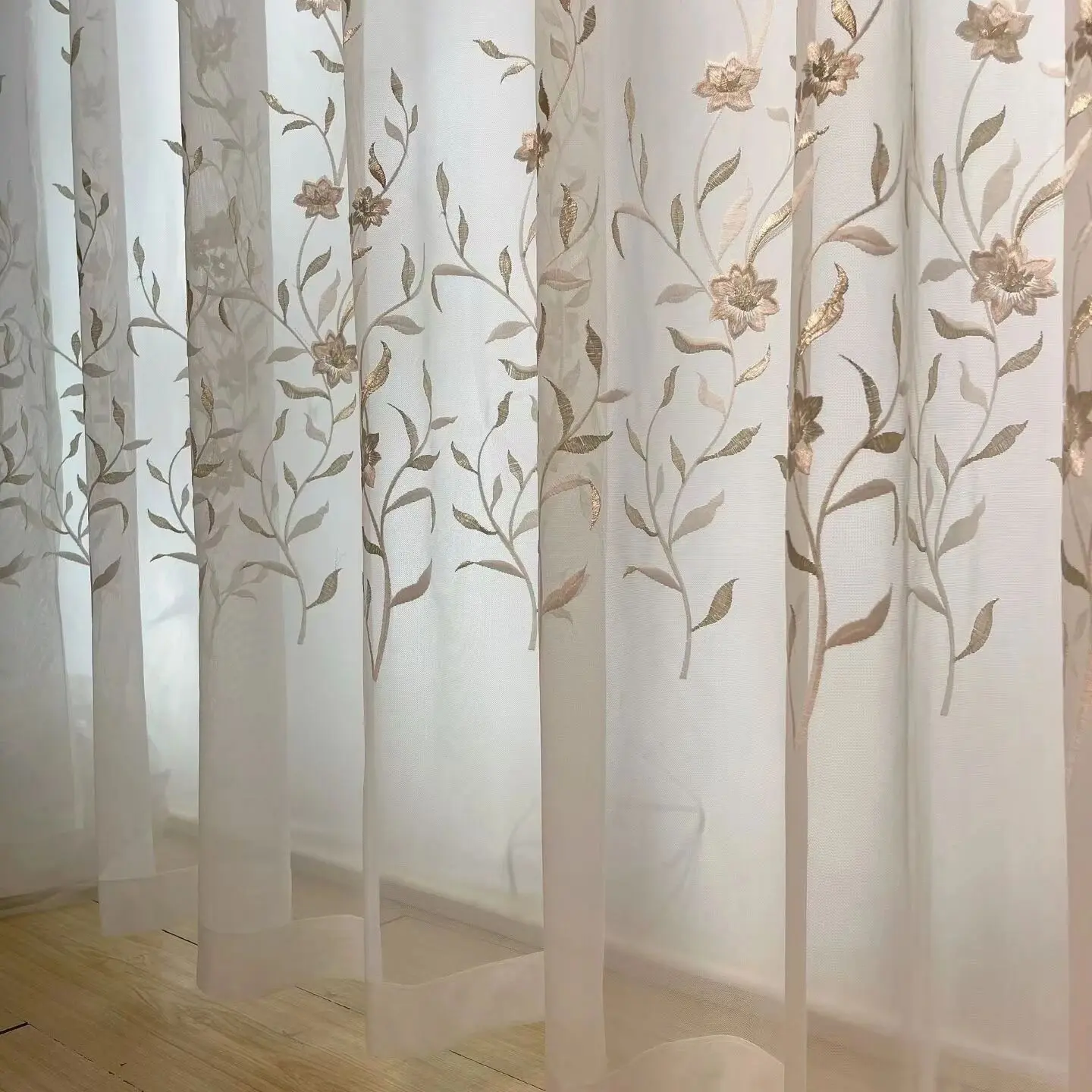 高端亚麻印花新中式窗纱客厅阳台定制遮光窗纱