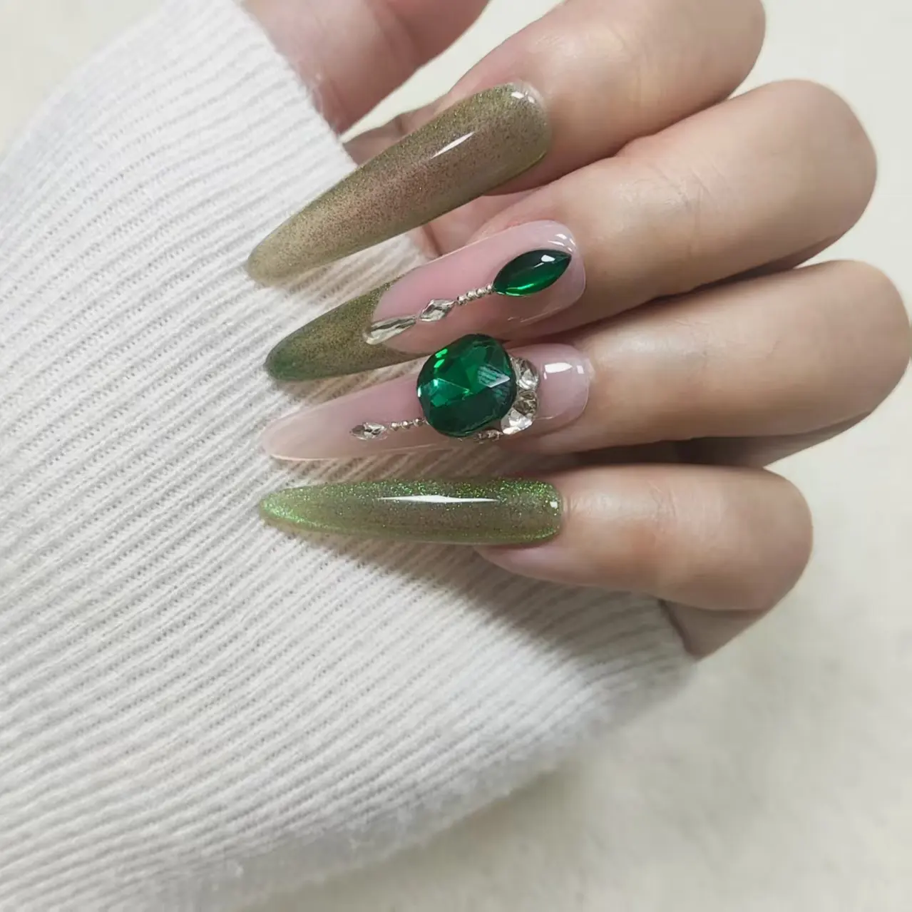 【不包邮】手工秋冬猫眼法式长款显白甜酷短款可爱穿戴甲