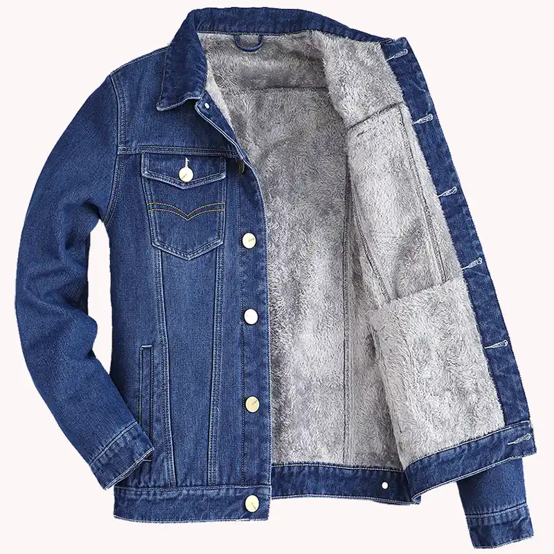 加绒冬季夹克男士纯棉印花牛仔外套上衣男韩版修身