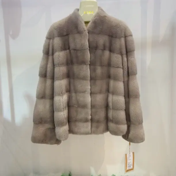 DH2501水貂整貂立领横排工艺年轻时尚气质轻奢秋冬女装皮草外套