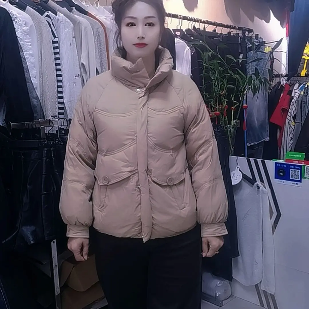 时尚短款立领加厚保暖白鸭绒冬装休闲外套女