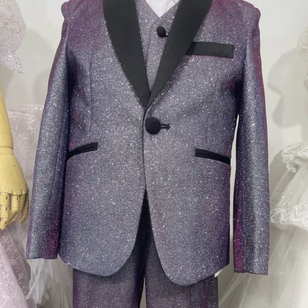 男童英伦风闪亮演出西装礼服走秀主持人钢琴表演服