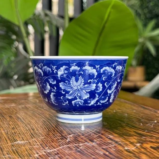 创意缠枝纯手工珐琅彩主人杯中式茶器陶瓷茶杯洋莲花纹