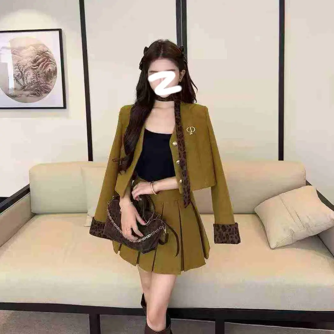 大小姐家——法式轻奢豹纹撞色呢子小香风加棉套装高级感洋气